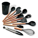 Kit 24 Potes Herméticos MaxLock® + 12 Utensílios De Cozinha Silicone Cabo Madeira